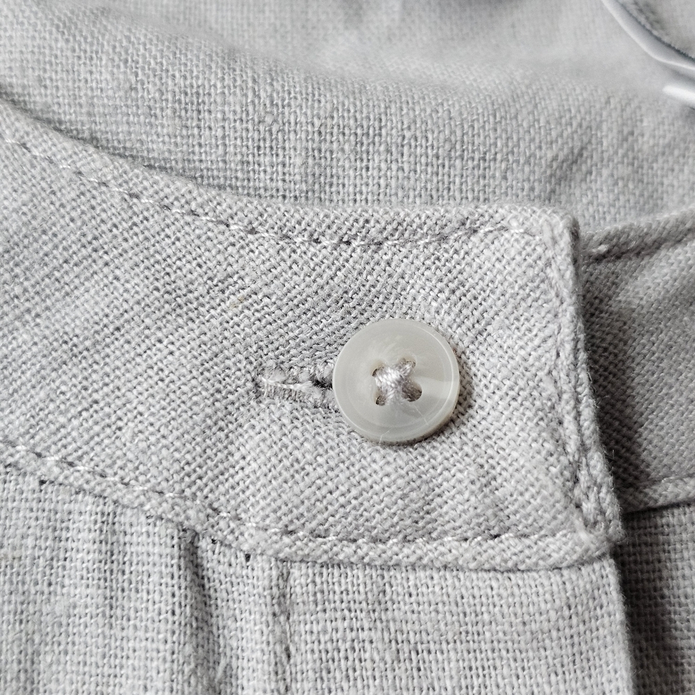 DKNY Elastic Cuff Linen Blend Button Up Shirt Gray XS Short Sleeve Dolman - Picture 8 of 12